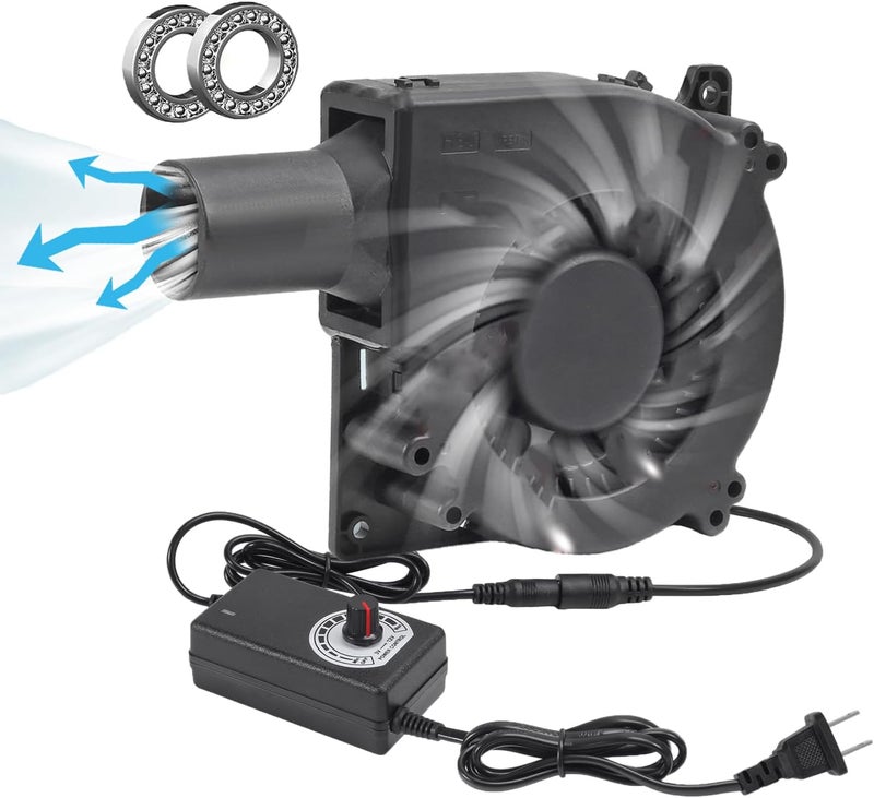 ALMOCN 120mm Blower Fan 12V BBQ Blower Fan with AC Plug 110V 240V BBQ Air Mover with 3 to 12V Speed Controller for Barbecue Camping, Fireplace, Bellows, Wood Stove, 120 x32mm - Image 1